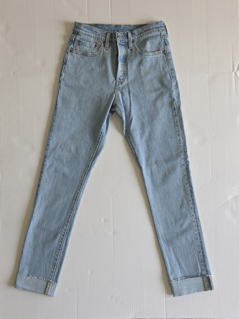 Levi's 501 Women Jeans Light Blue High Rise Straight Leg Timeless Classic Indie